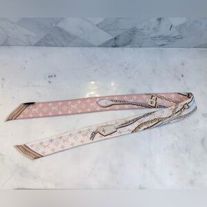 Authentic Louis Vuitton Pink and Cream Monogram Bandaeu Scarf